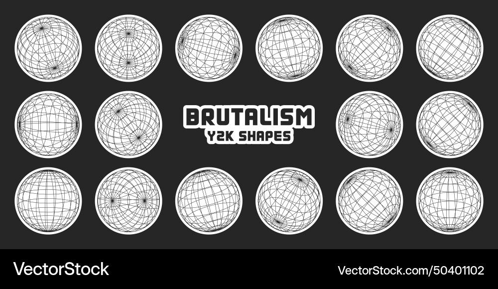 Wireframe shapes lined sphere perspective mesh Wireframe shapes lined sphere perspective mesh vector image
