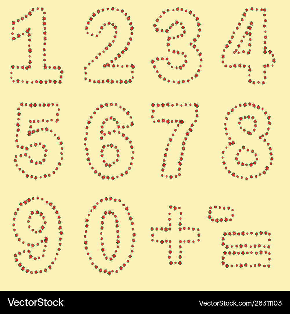 A set digits from zero to nine plus and minus A set digits from zero to nine plus and minus Vector Image