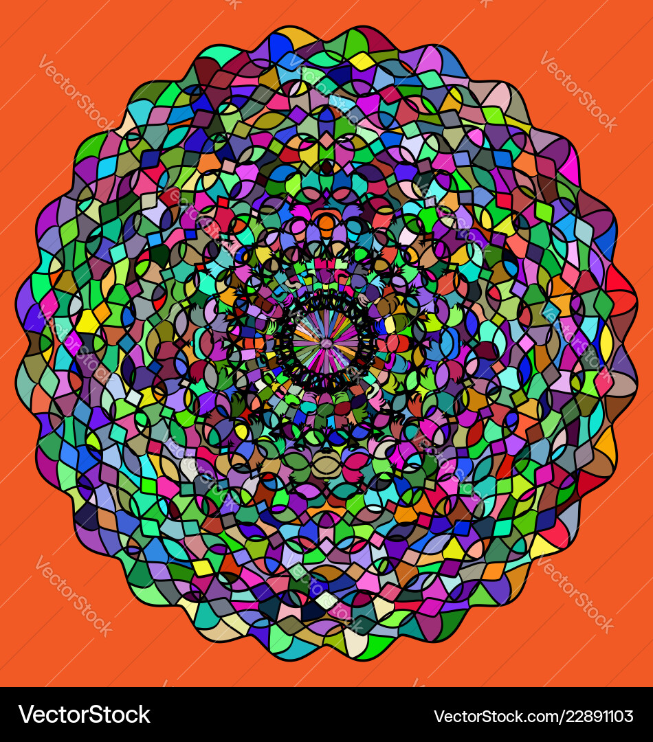 Abstract color rosette with ornament and figures Abstract color rosette with ornament and figures vector image