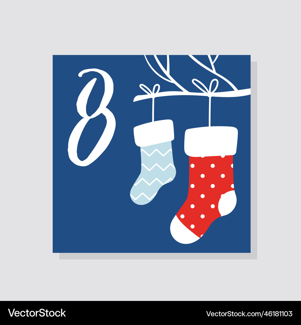 Advent calendar with number 8 Advent calendar with number 8 Vector Image