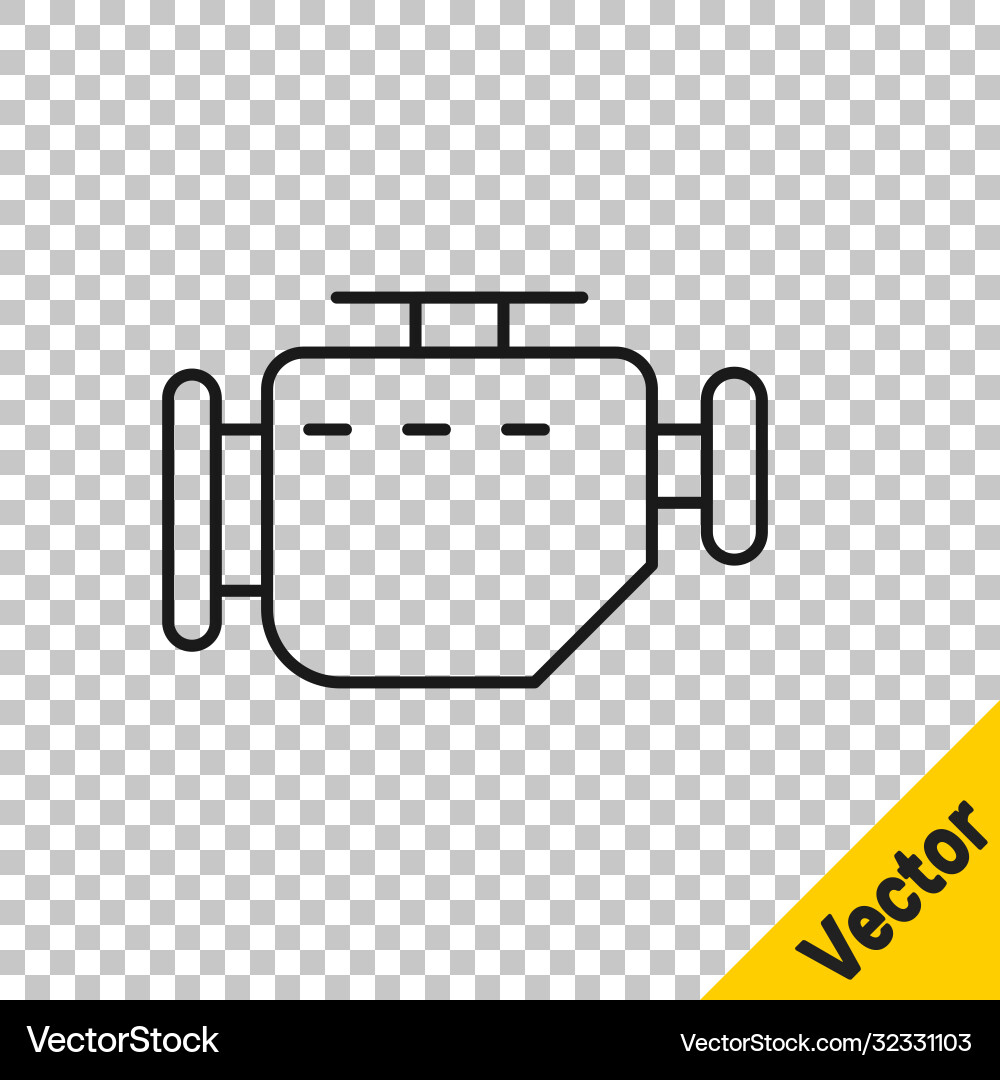 Black line check engine icon isolated Black line check engine icon isolated Vector Image