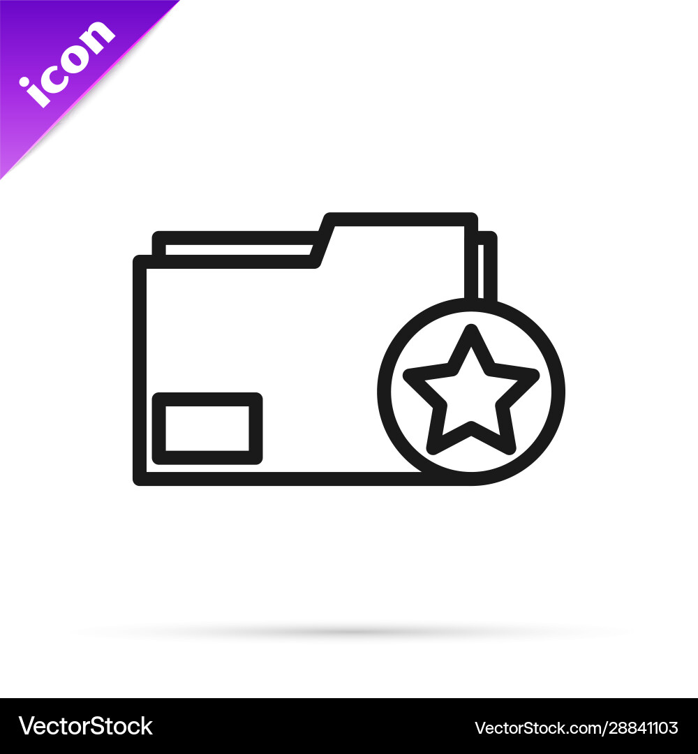 Black line document folder with star icon Vector Image