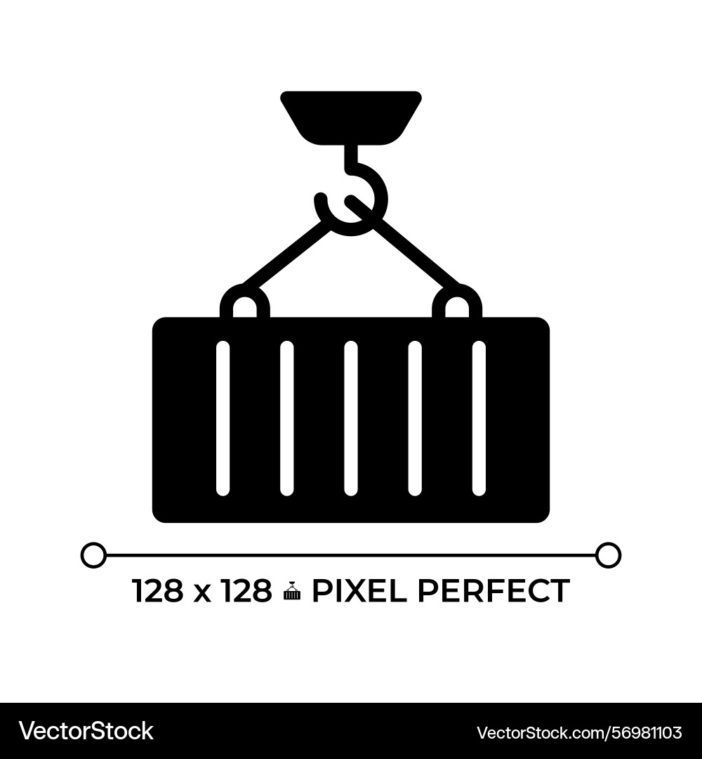 Container loading pixel perfect glyph solid icon Container loading pixel perfect glyph solid icon vector image