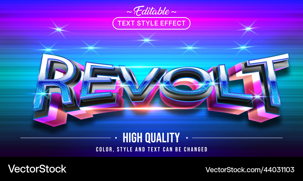 Editable text style effect - revolt vector image