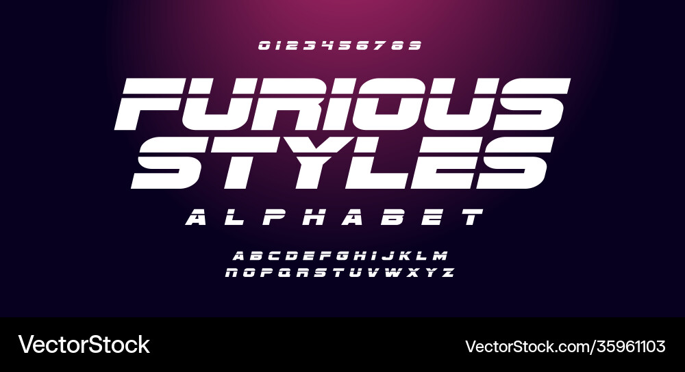 Fast & Furious Font Collection vector image