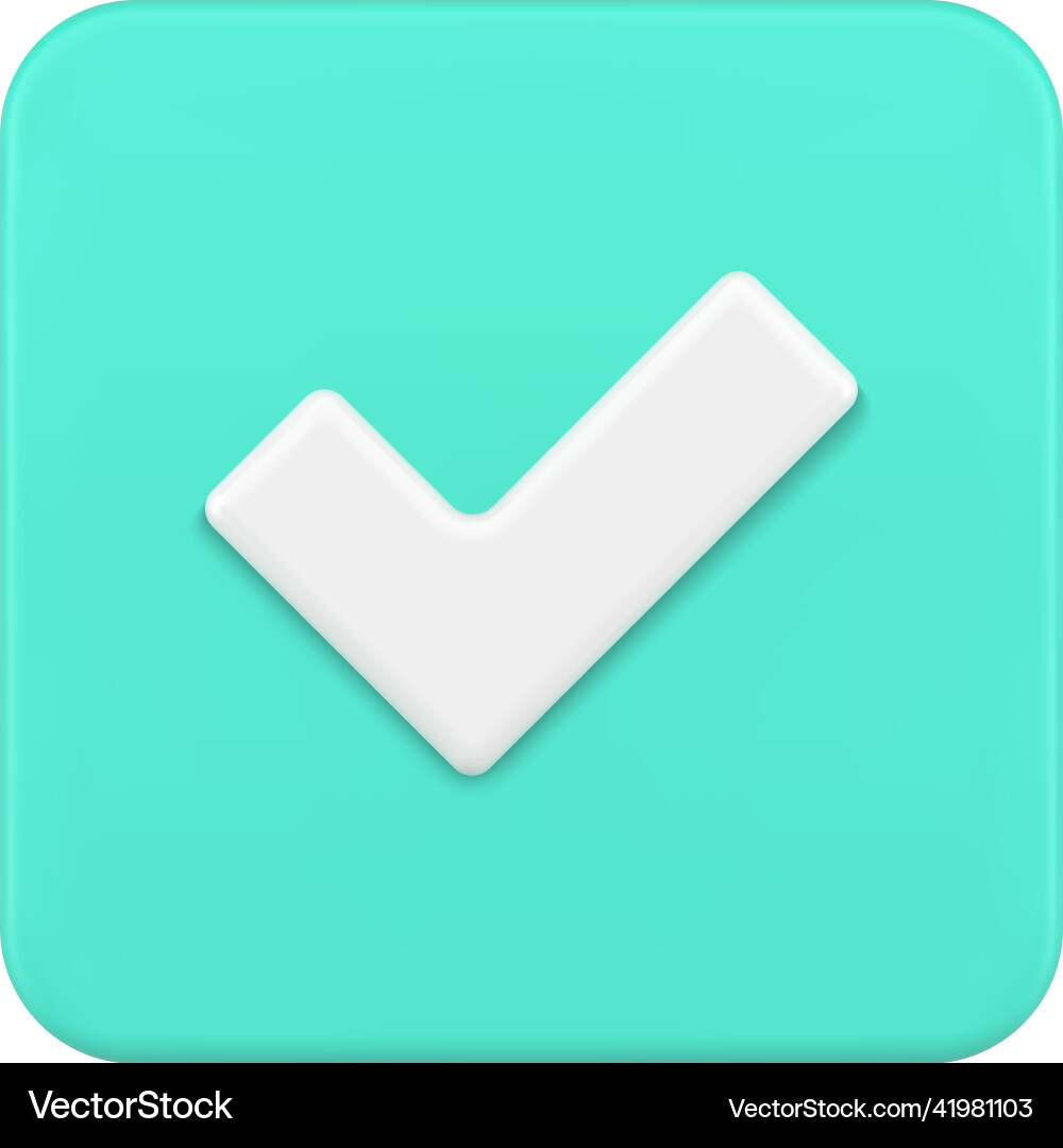 Glossy green positive vote button with checkmark Glossy green positive vote button with checkmark vector image
