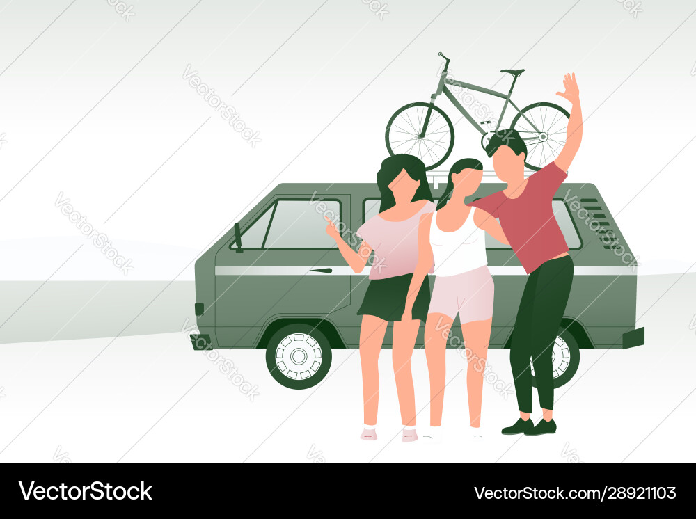 Group portrait young boy and girls Group portrait young boy and girls vector image