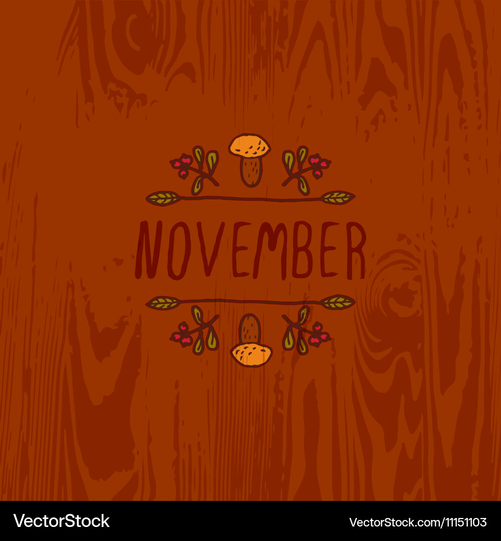 Handdrawn autumn element with text vector image