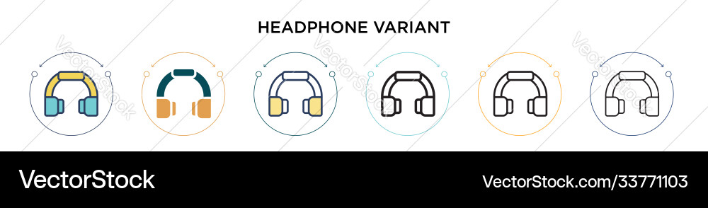 Headphone variant icon in filled thin line vector image