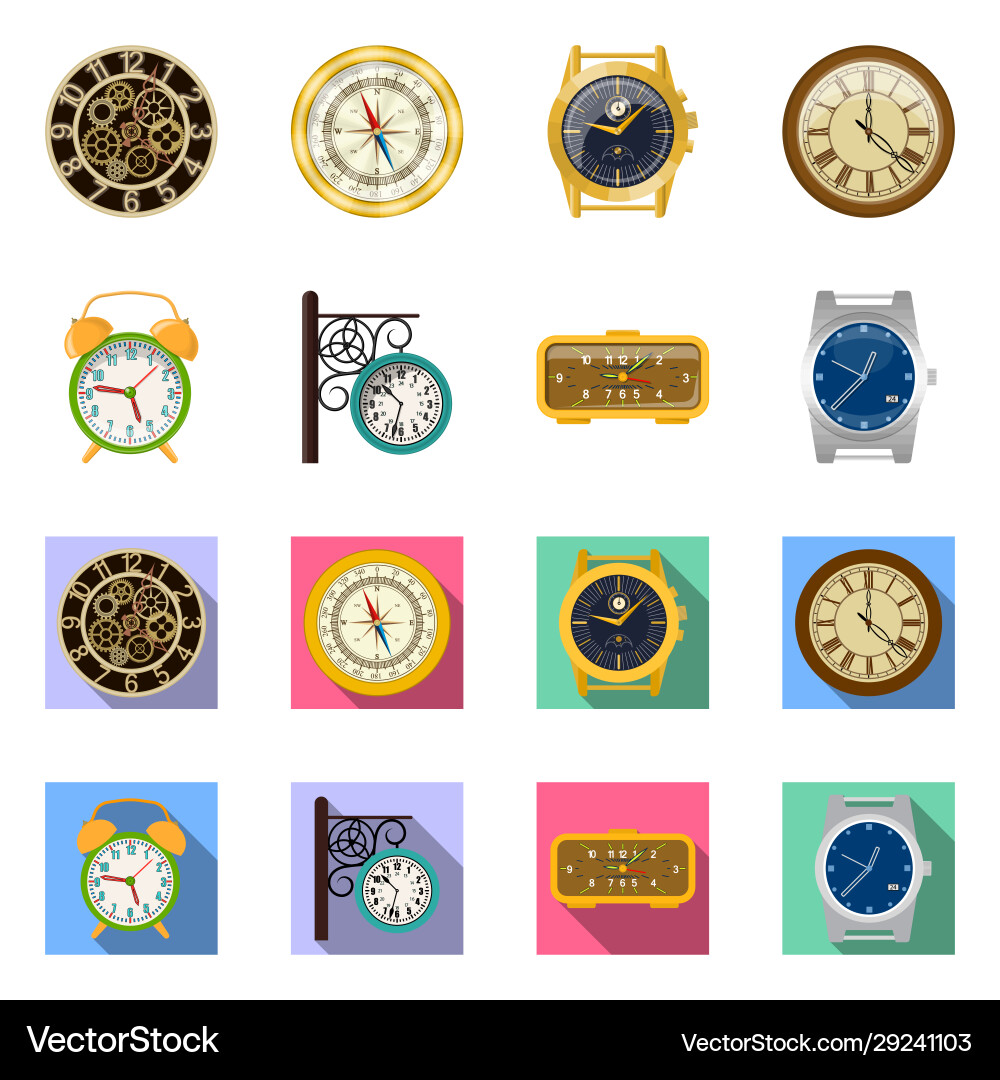Isolated object clock and time symbol Isolated object clock and time symbol vector image