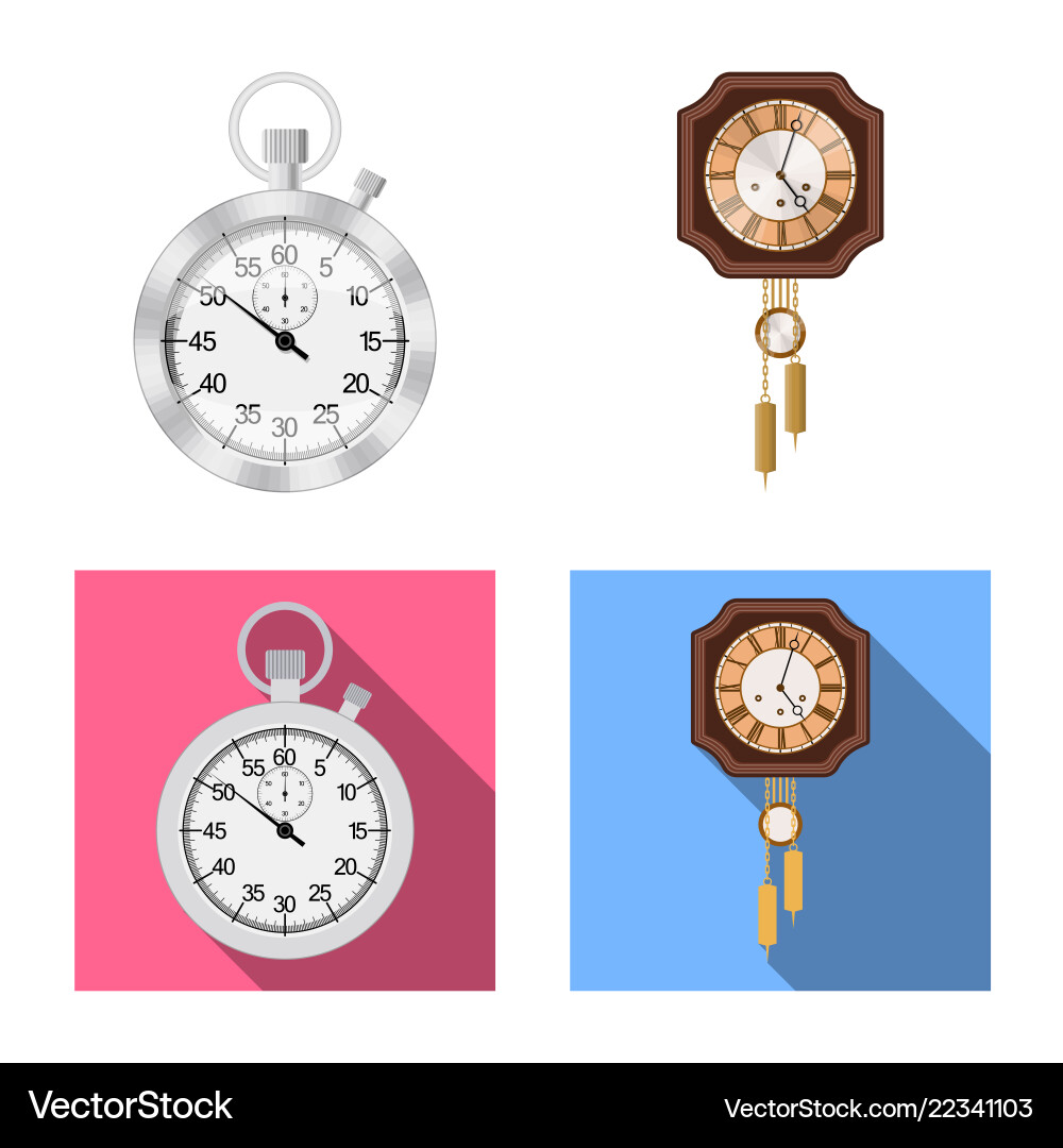 Isoliertes Objekt der Uhr- und Zeitzeichensammlung Isoliertes Objekt der Uhr- und Zeitzeichensammlung vektorbild