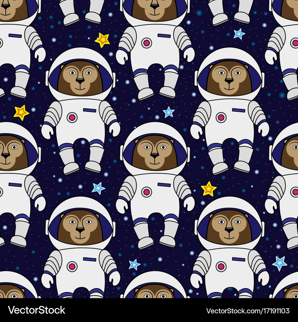Monkey astronaut in space seamless pattern Vector Image
