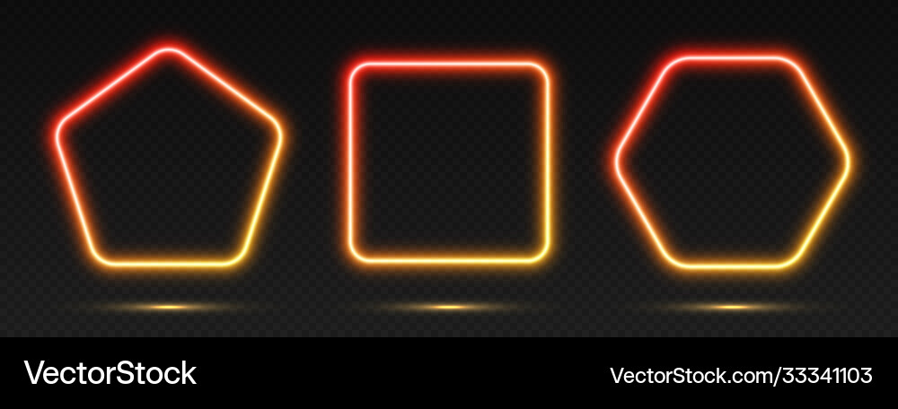 Neon gradient frames set collection red-yellow Neon gradient frames set collection red-yellow vector image