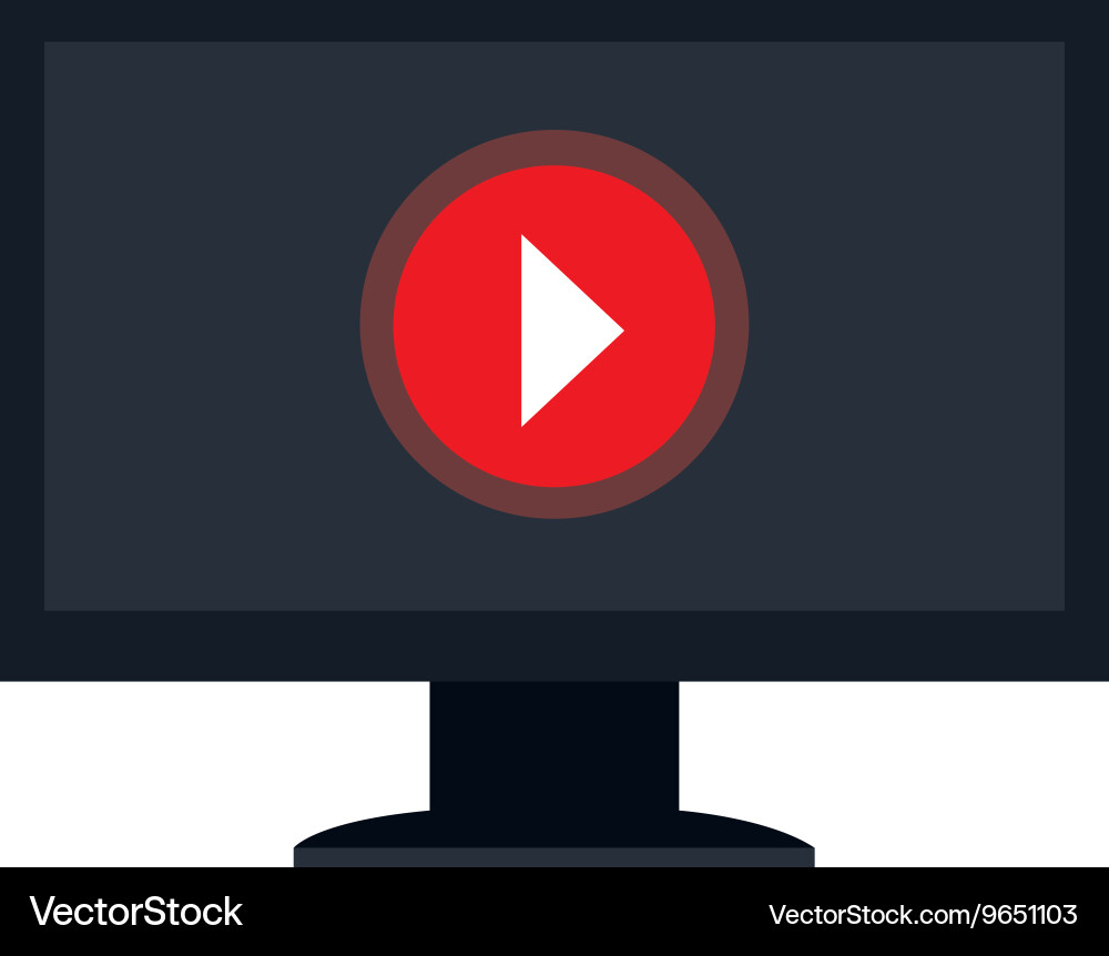 Play button over computer Vector Image