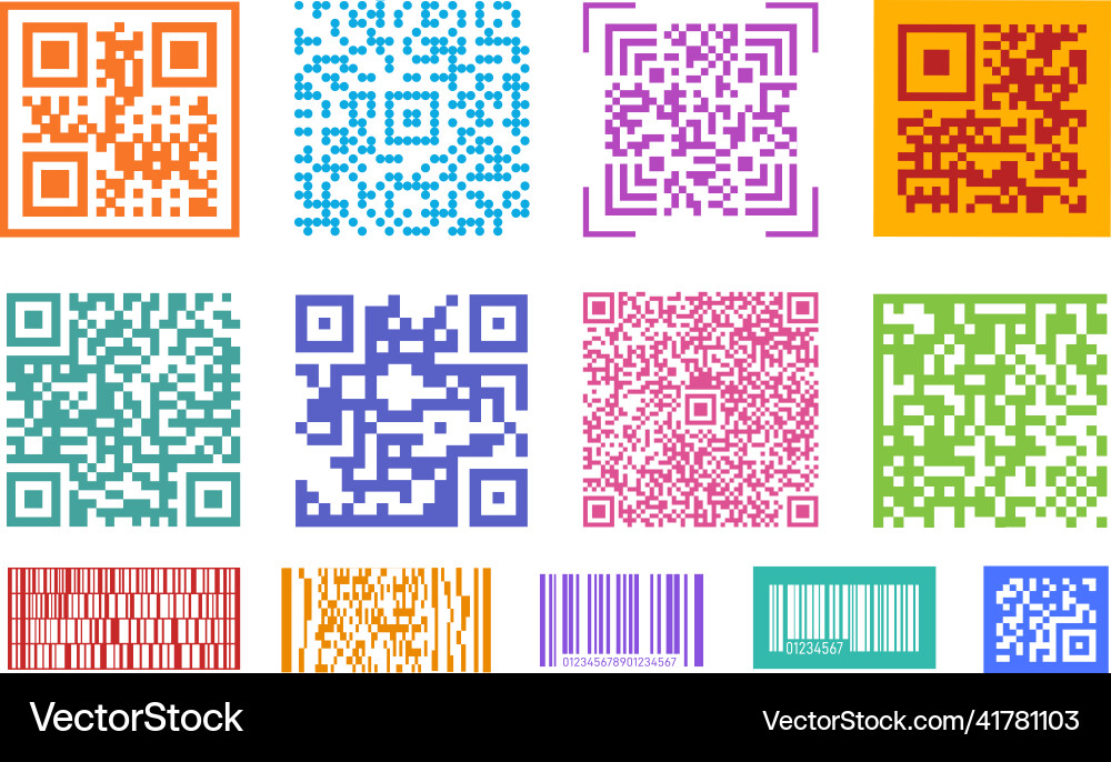 Qr codes barcode coding digital elements Qr codes barcode coding digital elements vector image