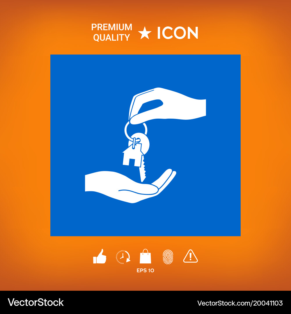 Receiving the key with keychain shaped like vector image