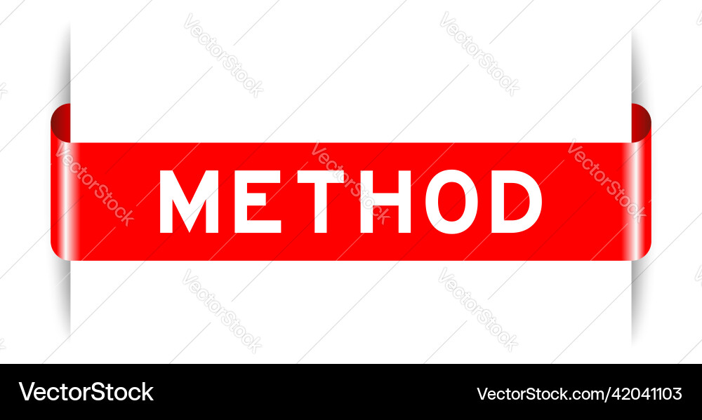 Red color inserted label banner with word method Vector Image