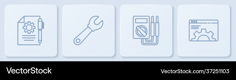 Set line document settings and pen multimeter Vector Image