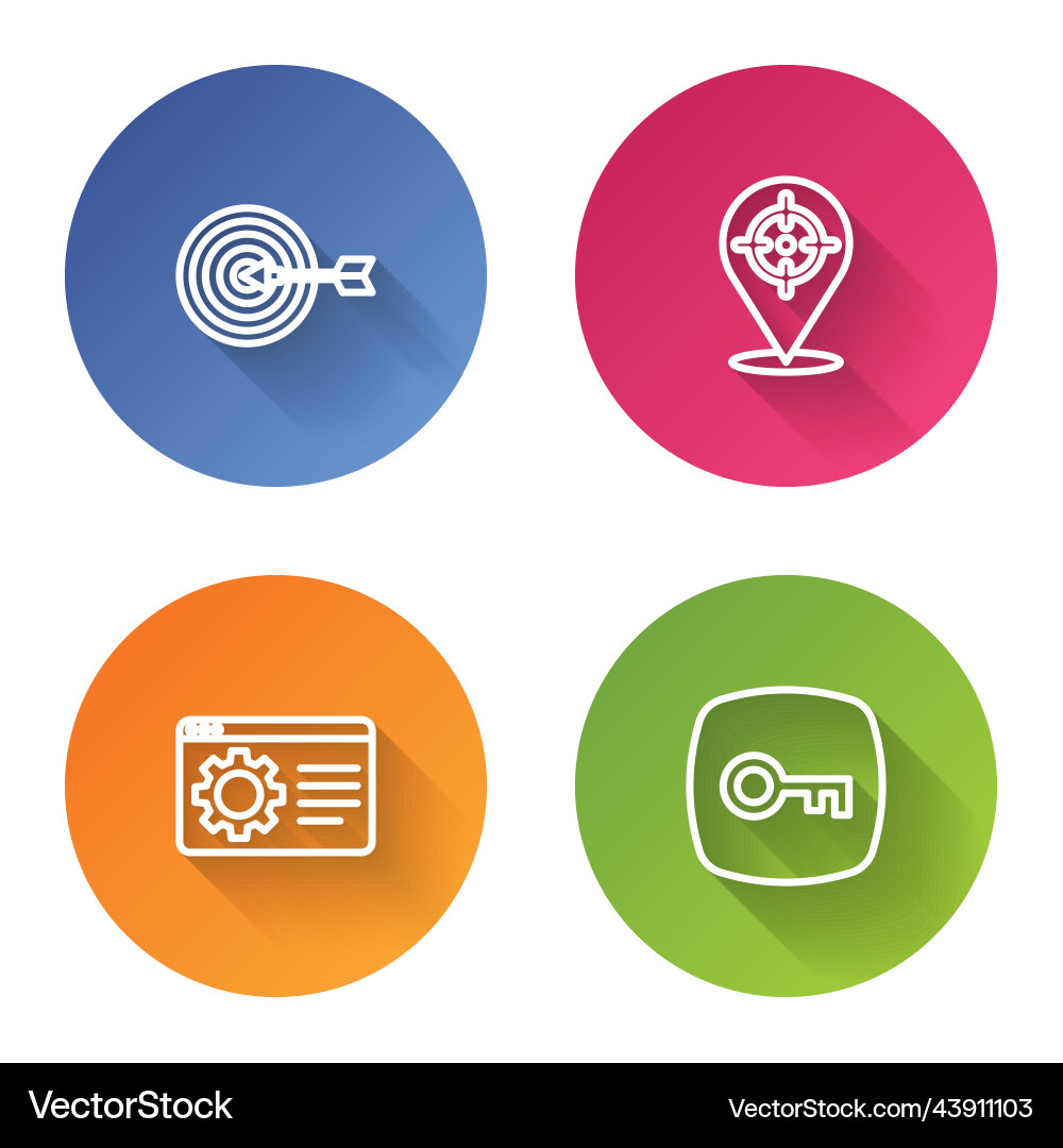 Set line target browser setting and key color Set line target browser setting and key color vector image