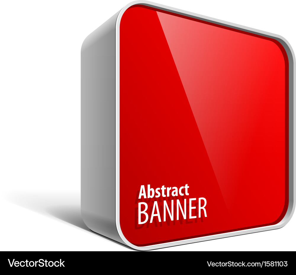 Shiny gloss red banner in the form of a square box Vector Image