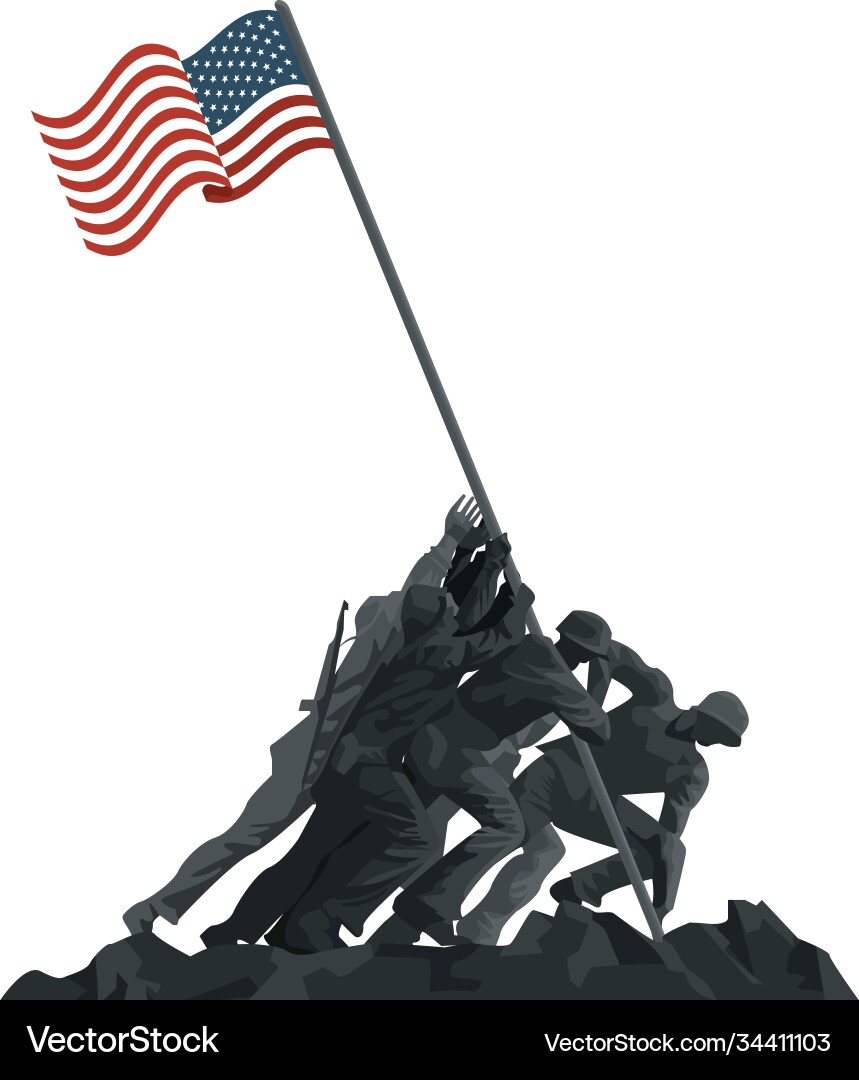 Soldiers Raising the American Flag vector image
