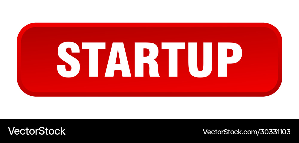 Startup button square 3d push Vector Image