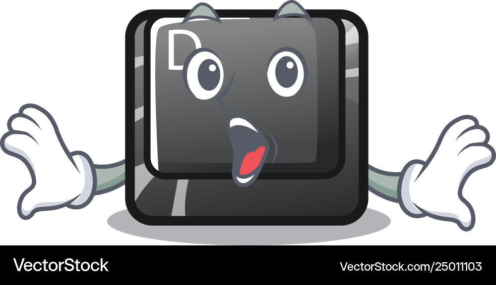 Surprised d button installed in game character Vector Image