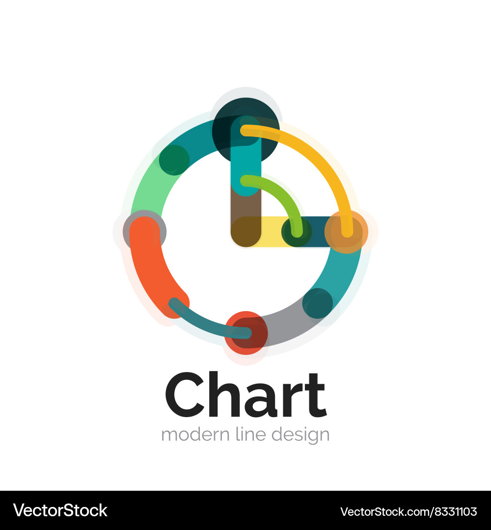 Thin line chart logo design graph icon modern vector image