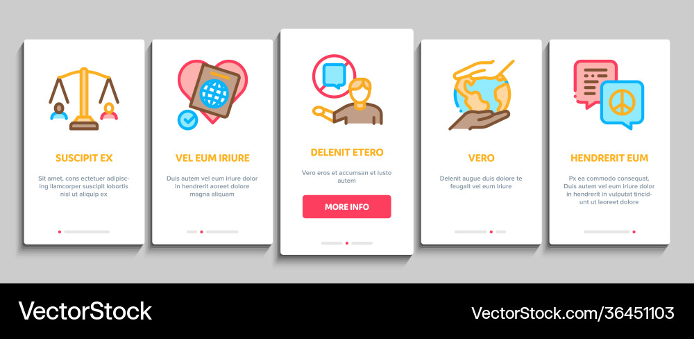 Tolerance and equality onboarding elements icons Tolerance and equality onboarding elements icons vector image