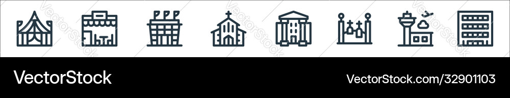Urban building line icons linear set quality Urban building line icons linear set quality vector image