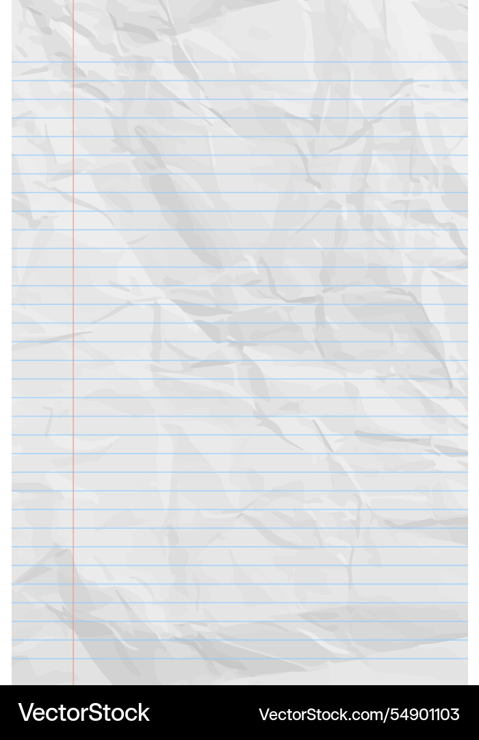 White clean crumpled notebook paper with lines White clean crumpled notebook paper with lines vector image