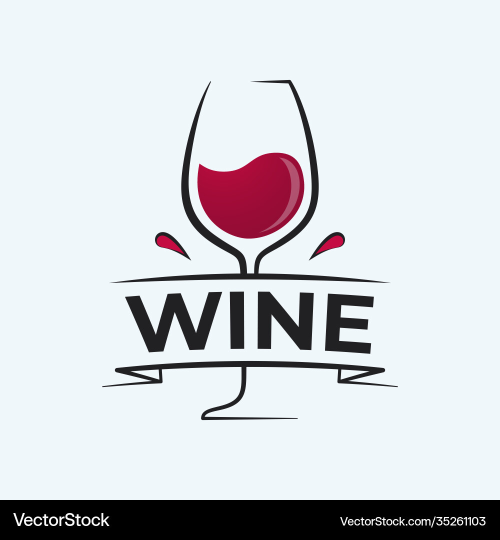 Wine logo with glass on white background Vector Image