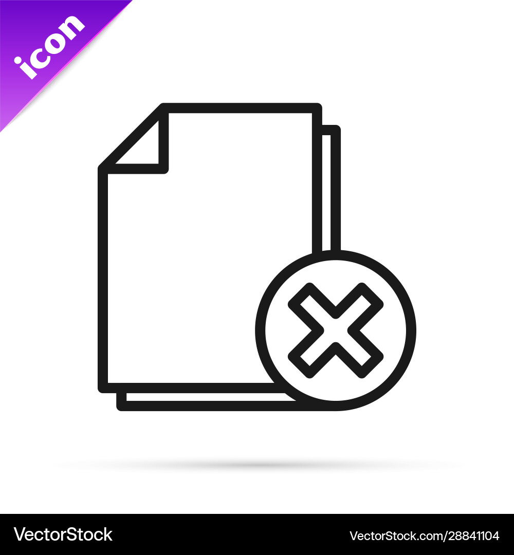 Black line delete file document icon isolated Black line delete file document icon isolated vector image