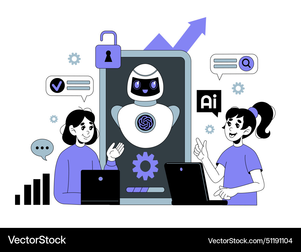 Chat bot ai robot assistant virtual call Chat bot ai robot assistant virtual call vector image