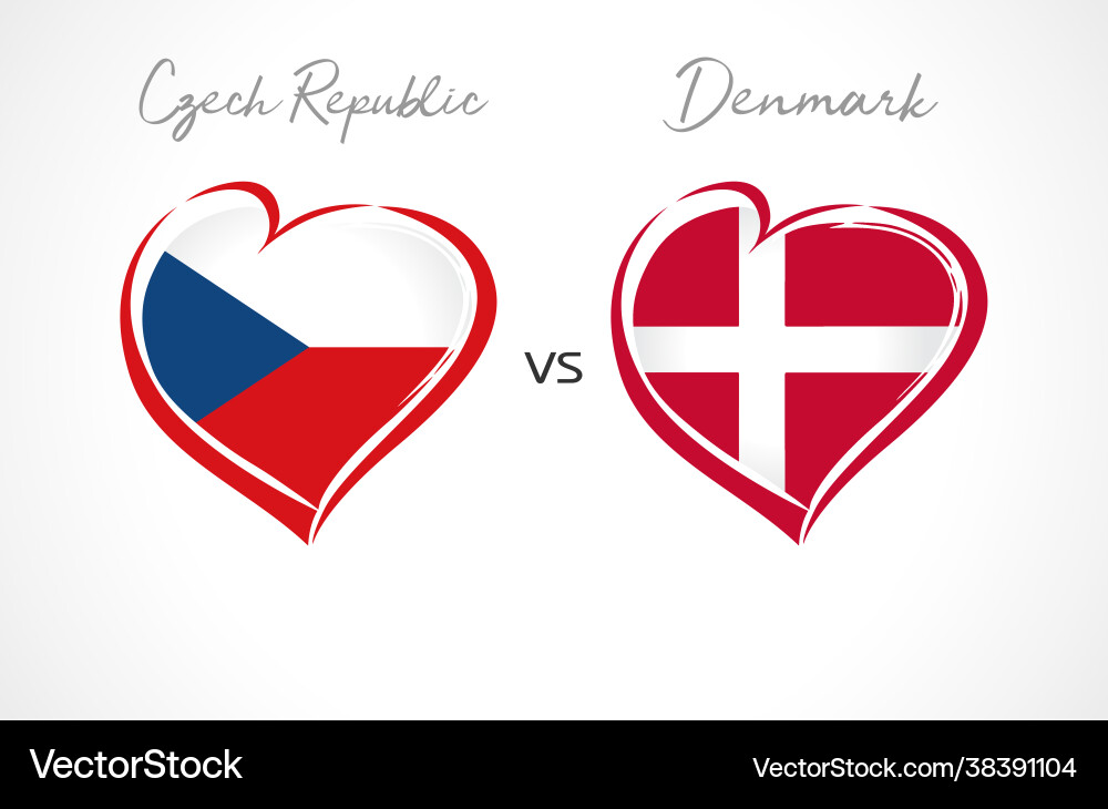 Czech Republic vs. Denmark Flags vector image