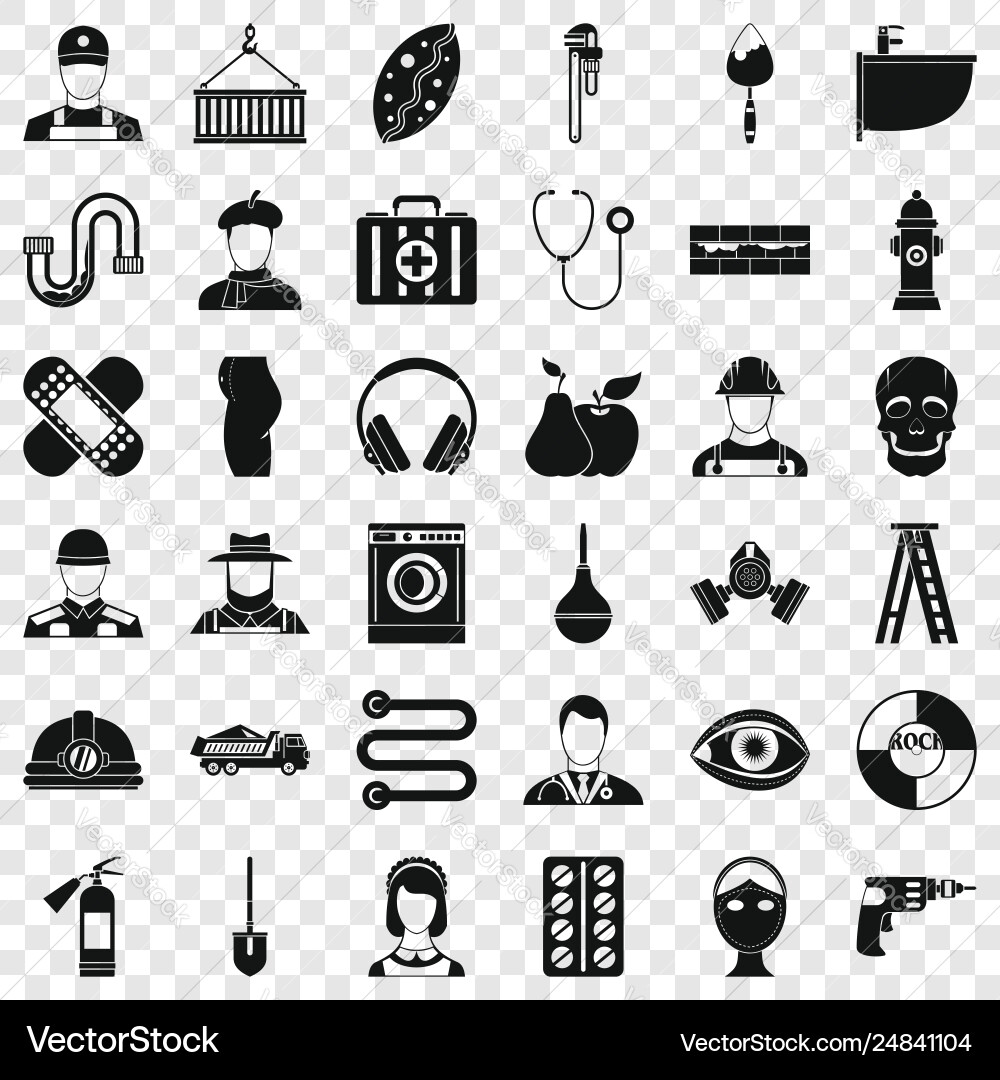 Different profession icons set simple style Different profession icons set simple style vector image