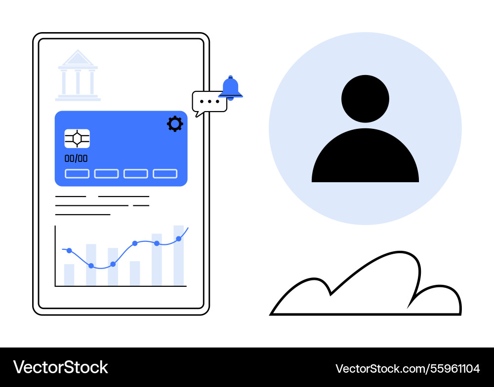 Digital banking dashboard with analytics and user Digital banking dashboard with analytics and user Vector Image
