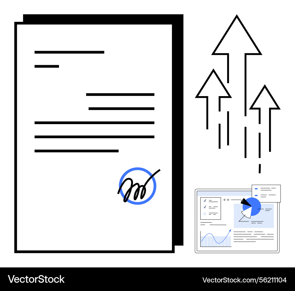 Digital document with signature data analytics Digital document with signature data analytics Vector Image