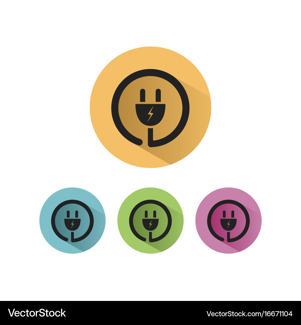 Electric Plug Icon with Colored Circles vector image