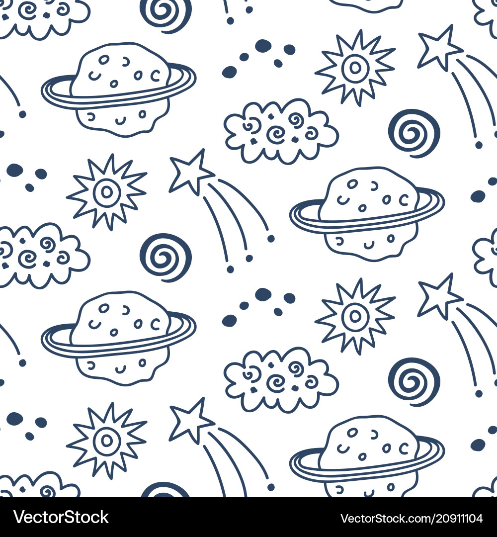 Hand drawn outer space seamless pattern vector image