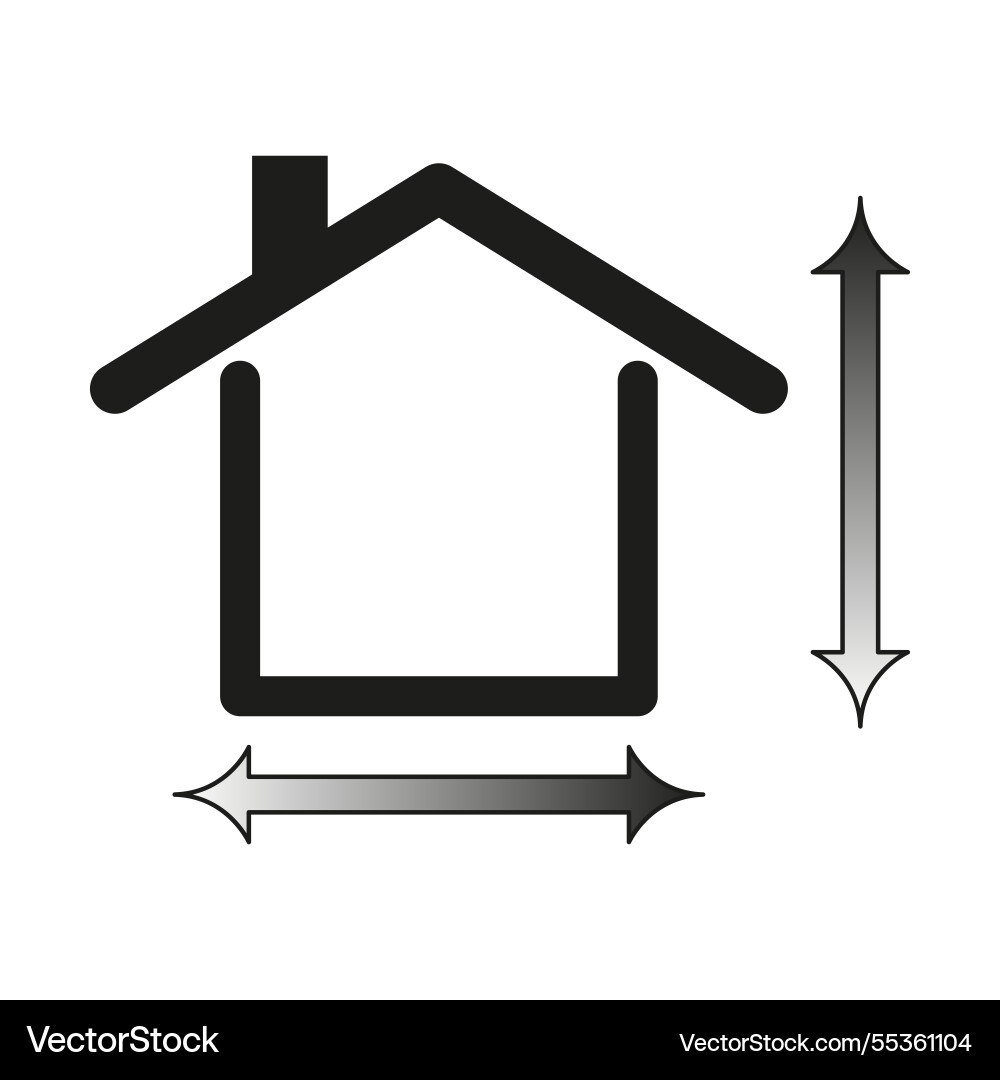 House icon measurements height and width arrows Vector Image