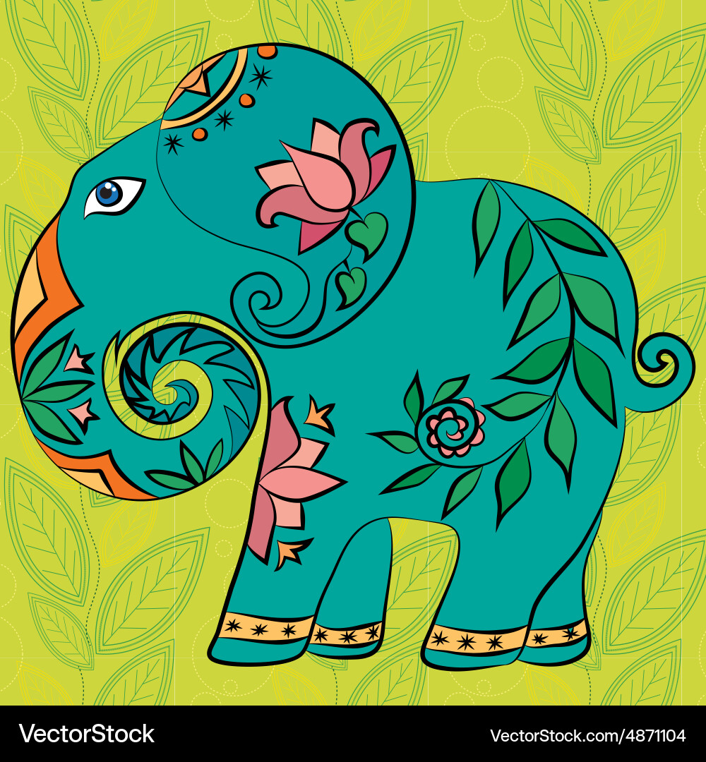 Indian elephant with pattern and texture vector image