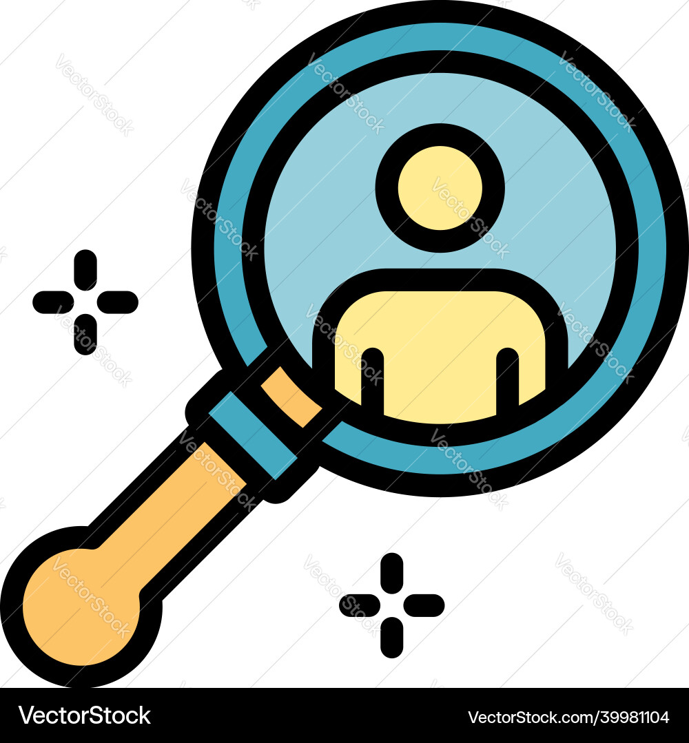 Man in a magnifier icon color outline Vector Image