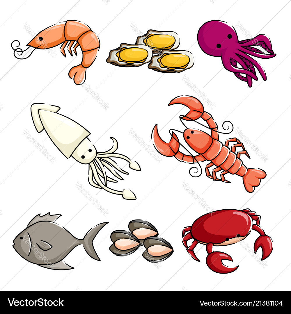 Marine Animal Icons - Meeresfrüchtesammlung vektorbild