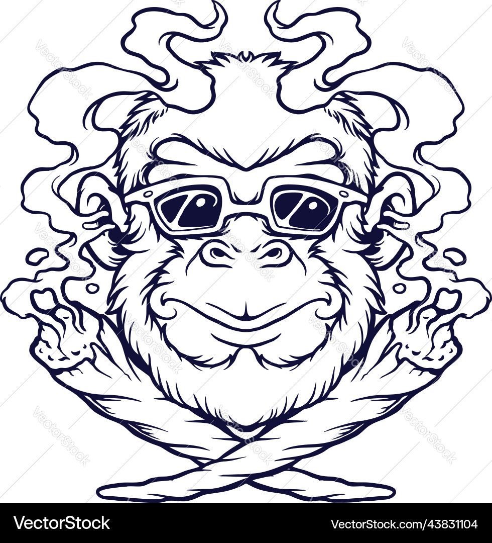 Monkey Weed Joint Silhouette – Royalty-Free Vector | VectorStock, image size:980x1080