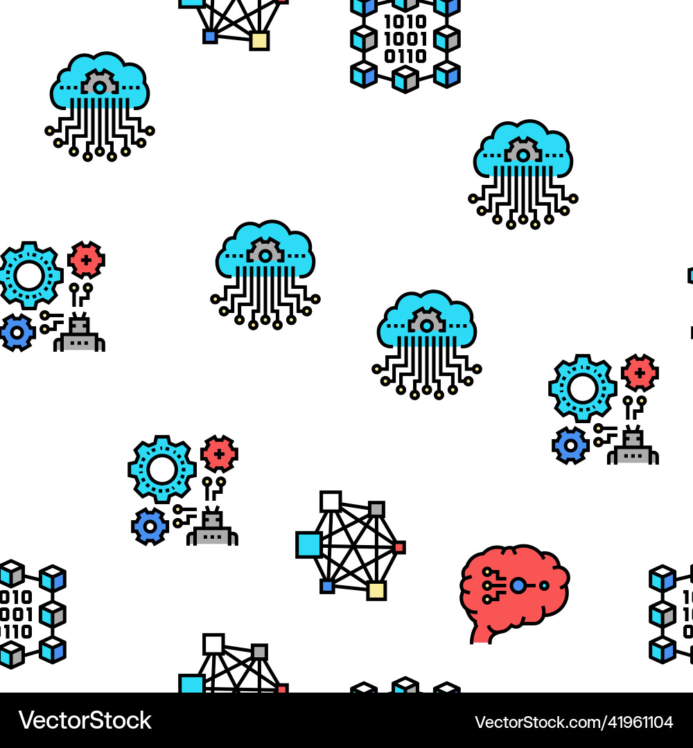 Neural network and ai seamless pattern Neural network and ai seamless pattern vector image