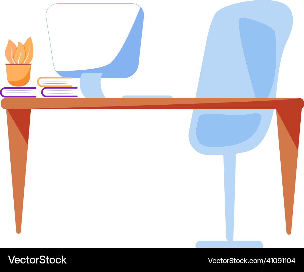 Office workspace flat color object Office workspace flat color object vector image