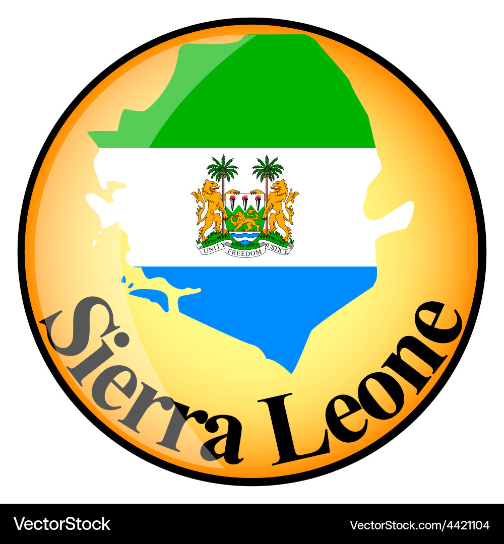 Orange button with the image maps of sierra Vector Image