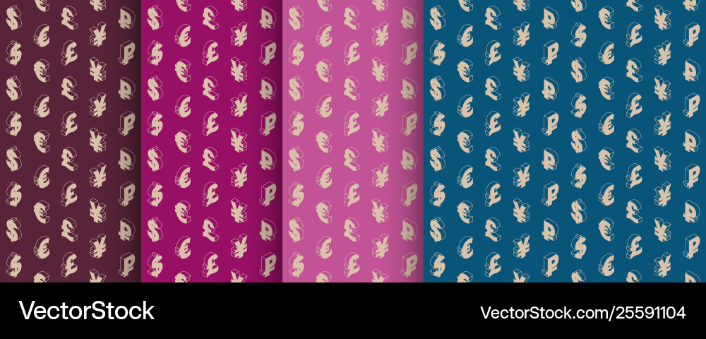 Retro patterns with currency symbols Retro patterns with currency symbols vector image
