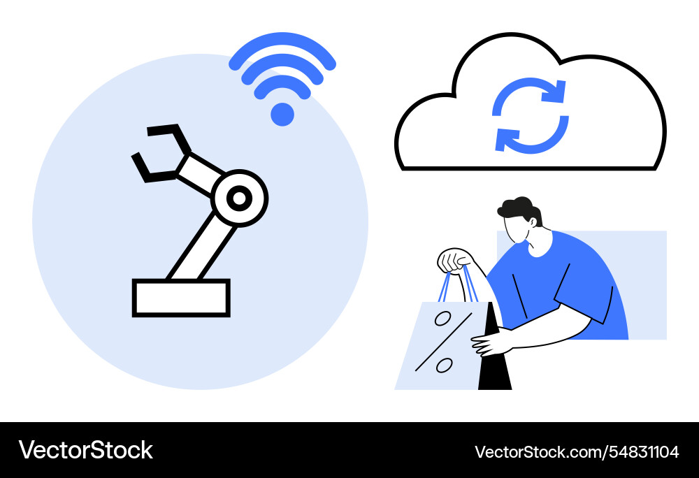 Robotic arm with wireless connectivity cloud sync Vector Image